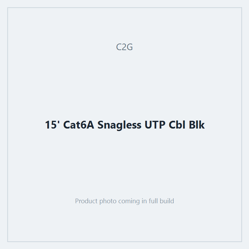 15' Cat6A Snagless UTP Cbl Blk