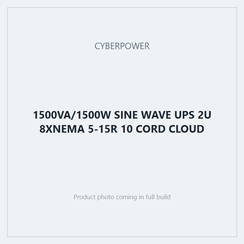 1500VA/1500W SINE WAVE UPS 2U 8XNEMA 5-15R 10 CORD CLOUD