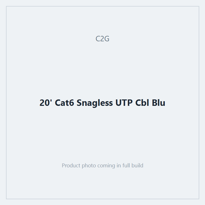 20' Cat6 Snagless UTP Cbl Blu