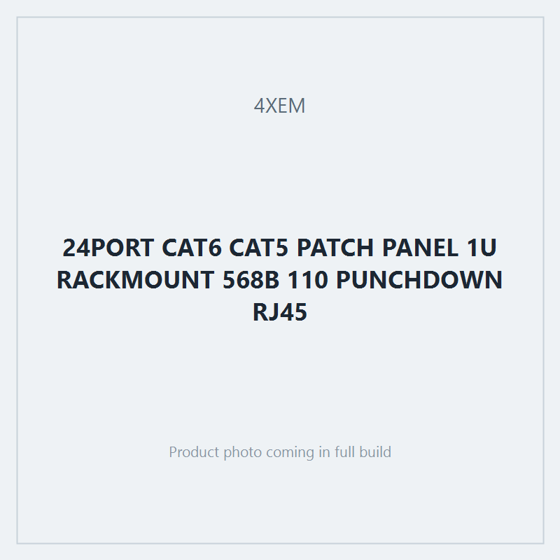 24PORT CAT6 CAT5 PATCH PANEL 1U RACKMOUNT 568B 110 PUNCHDOWN RJ45
