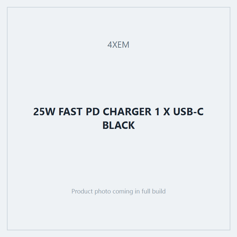 25W FAST PD CHARGER 1 X USB-C BLACK