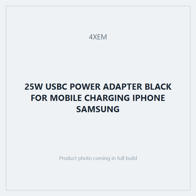 25W USBC POWER ADAPTER BLACK FOR MOBILE CHARGING IPHONE SAMSUNG