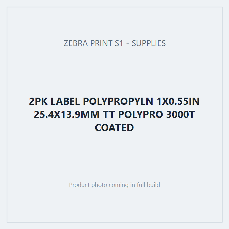 2PK LABEL POLYPROPYLN 1X0.55IN 25.4X13.9MM TT POLYPRO 3000T COATED