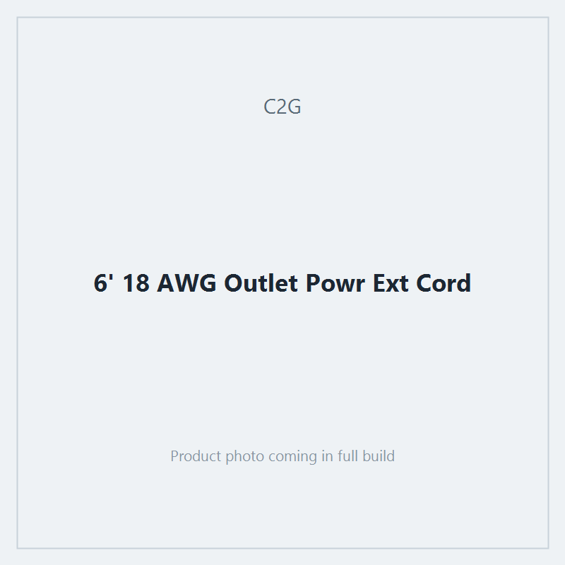 6' 18 AWG Outlet Powr Ext Cord