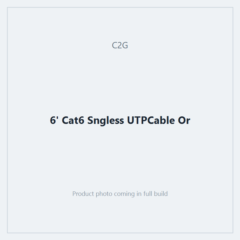 6' Cat6 Sngless UTPCable Or