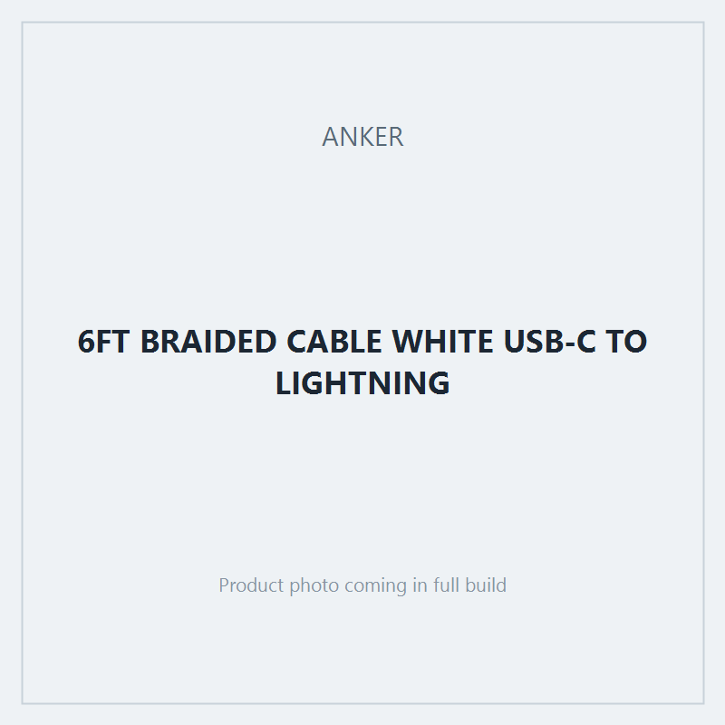 6FT BRAIDED CABLE WHITE USB-C TO LIGHTNING