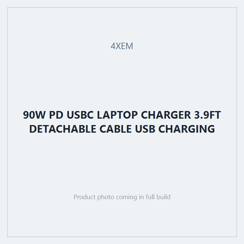 90W PD USBC LAPTOP CHARGER 3.9FT DETACHABLE CABLE USB CHARGING