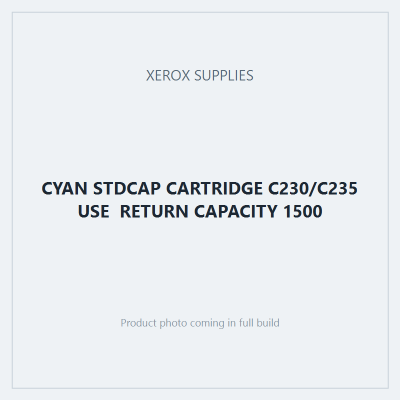CYAN STDCAP CARTRIDGE C230/C235 USE  RETURN CAPACITY 1500