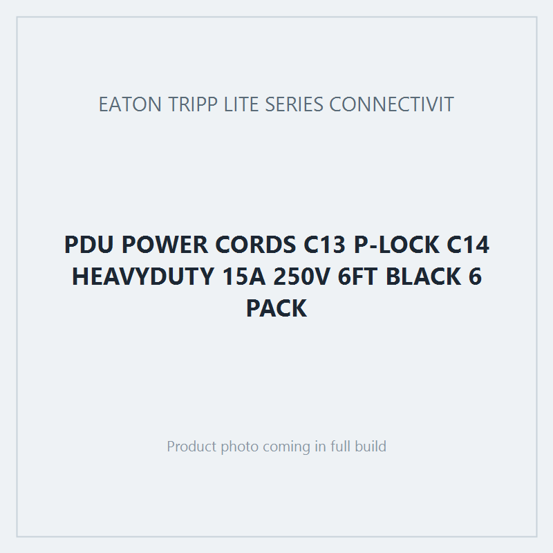 PDU POWER CORDS C13 P-LOCK C14 HEAVYDUTY 15A 250V 6FT BLACK 6 PACK