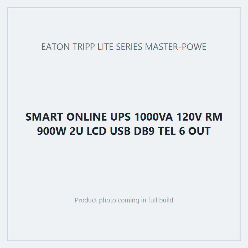 SMART ONLINE UPS 1000VA 120V RM 900W 2U LCD USB DB9 TEL 6 OUT
